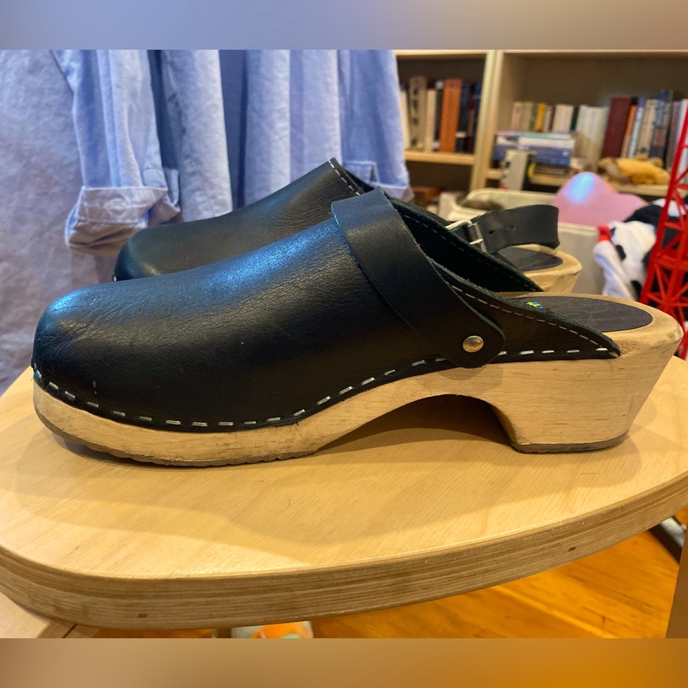 Lotta From Stockholm Black Leather Clogs